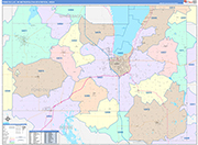 Fond du Lac Metro Area Wall Map Color Cast Style